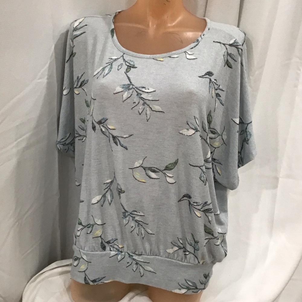 Floral Print Steal Powdered blue Women's Top